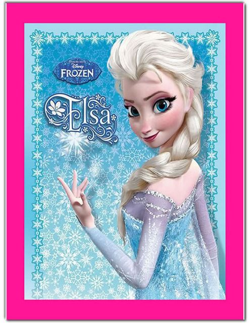 Image of Disney Frozen, Large Framed Picture, Elsa In A Pink Frame