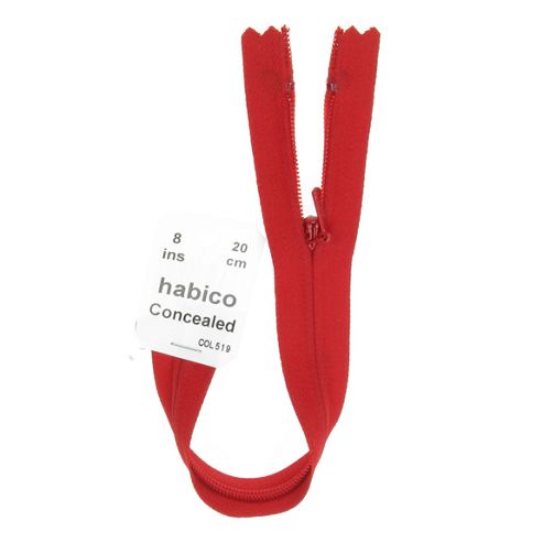Image of Concealed Zip - 20cm - Red