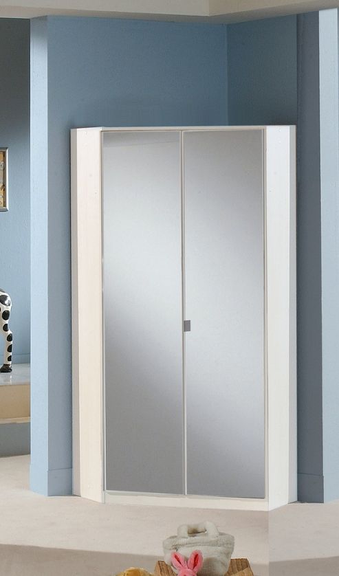 Image of Amos Mann Furniture Milano 2 Door Corner Wardrobe - Mirrored - White