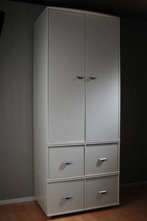 Image of Stompa 2 Door 4 Drawer Wardrobe - White - Blue