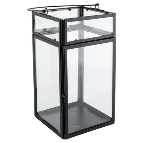 Image of Tesco Black Glass And Metal Lantern