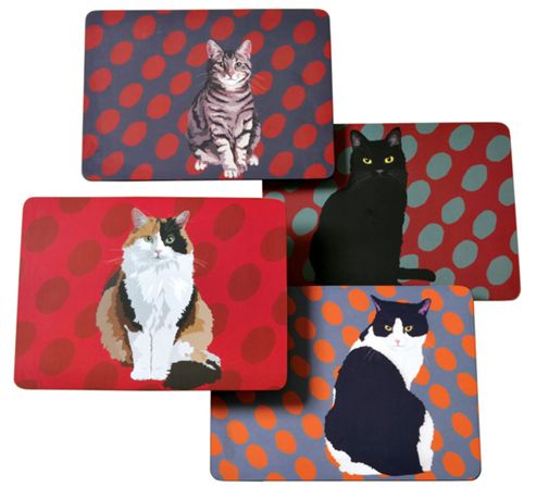 Image of Leslie Gerry Cat Placemats, Set Of 4