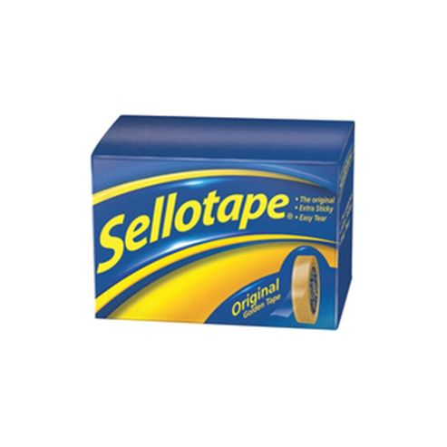 Image of Sellotape Original Golden Tape Roll Non-static Easy-tear Large 18mmx66m Ref 1443252 [pack 16]