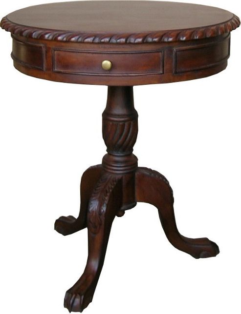 Image of Lock Stock And Barrel Mahogany 2 Drawer Regency Drum Table In Mahogany
