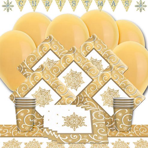 Image of Shimmering Snowflake Party Christmas Party Pack For 8