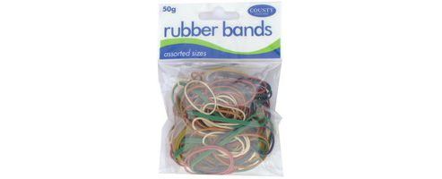 Image of County 50gm Rubber Bands Coloured