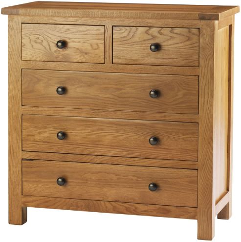 Image of Canterbury Solid Oak And Pine 2 Over 3 Chestof Drawers