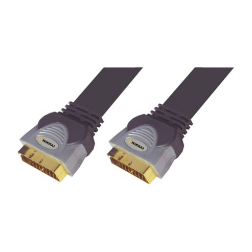 Image of Nikkai Flat Universal Scart To Scart Lead Cable Gold 3m