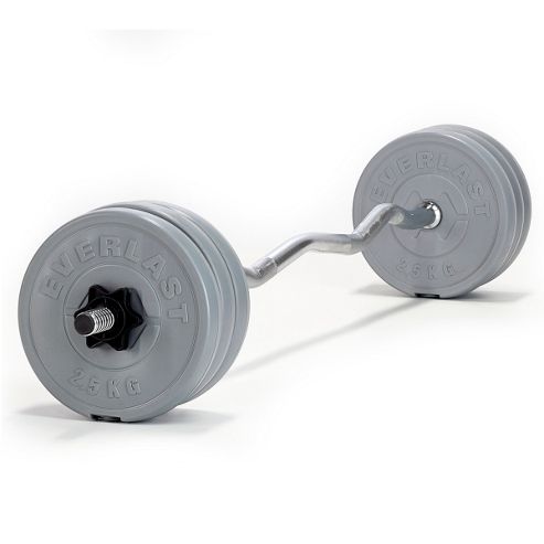 Image of Everlast Ez Curl Bar With 15kg Weight Set - Spinlock Collars Included