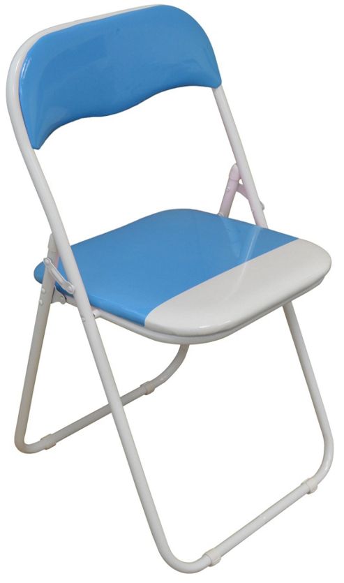 Image of Harbour Housewares Baby Blue / White Padded, Folding, Desk Chair