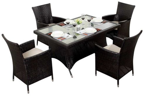 Image of Luxan Wgf-110 Port Royal Luxe Rectangle Dining Set - Seats 4