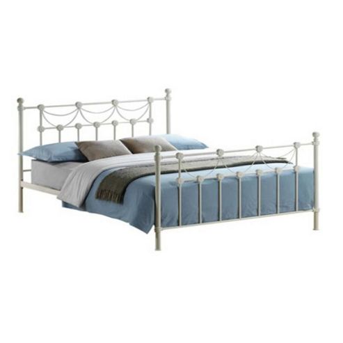 Image of Tuscan Style Ivory Metal Bed Frame - King Size 5ft