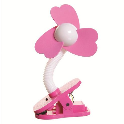Image of Dreambaby Clip On Stroller Fan White With Pink Fins