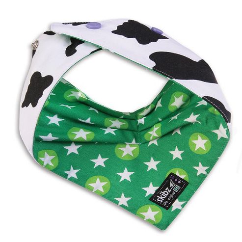 Image of Skibz Doublez (cowprint/starbright) - The Double Sided Bandana Style Dribble Bib