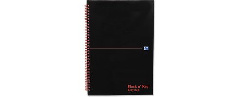 Image of Black N Red Book Wirebound Recycled 90gsm 140pp A4 Ref 100080189 [pack 5]