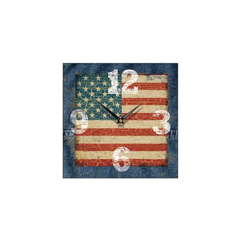 Image of Smith & Taylor Usa Flag Vintage Blue Square Wall Clock