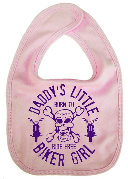 Image of Dirty Fingers Daddy's Little Biker Girl Baby Bib Pink