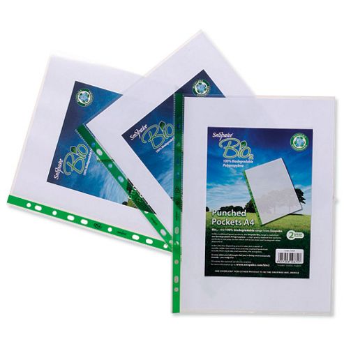 Image of Snopake Bio2 Pockets Crystal Clear 60 Micron Polypropylene A4 Ref 15440 [pack 100]