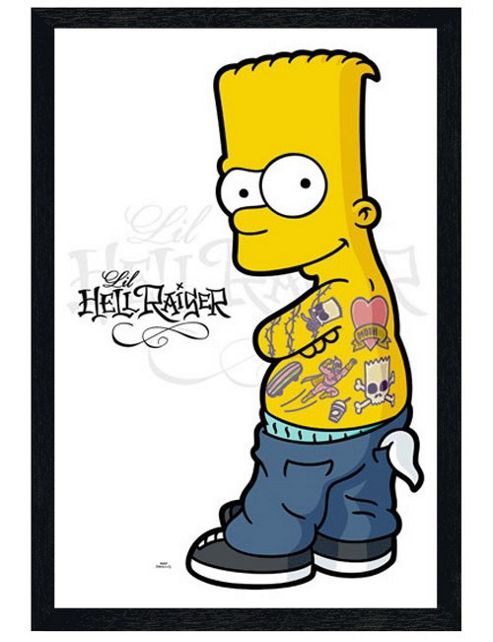 Image of Black Wooden Framed The Simpsons Lil Hellraiser Bart Simpson Poster