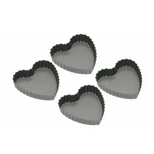 Image of Kitchen Craft Non-stick Mini Fluted Heart Bake Pans, Set Of 4
