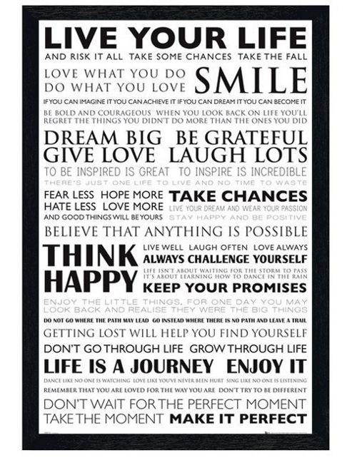 Image of Live Your Life Black Wooden Framed Dream Big Poster