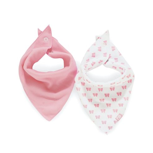 Image of Mothercare Pink Butterfly Bandana Bibs- 2 Pack