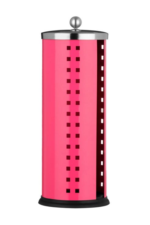 Image of Premier Housewares Toilet Roll Holder With Lid - Hot Pink