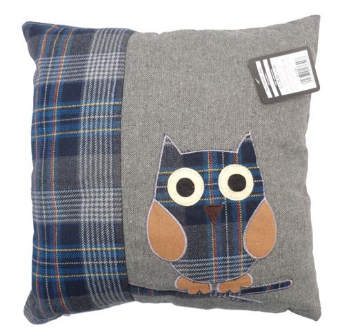 Image of Country Club Wise Owl Design Filled Scatter Cushion, Grey