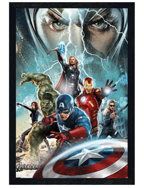 Image of The Avengers Marvel Black Wooden Framed Feel The Force Poster