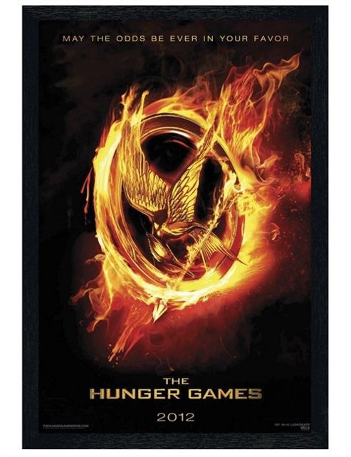 Image of The Hunger Games Black Wooden Framed Fiery Mockingjay Poster