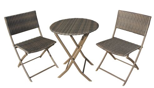 Image of Biarritz Brown Folding Bistro Set - 60cm Table With 2 Folding Chairs (boxed Set)