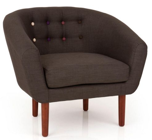 Image of Ultimum Lifestyle Olivia Button Tub Chair - Dark Grey Fabric