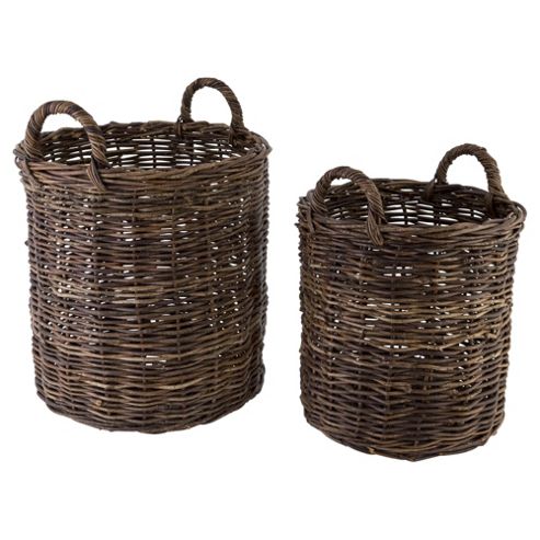 Image of Wild Fern Set Of 2 Baskets With Handles