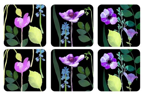 Image of Pimpernel Water Garden Coasters, Black, Set Of 6