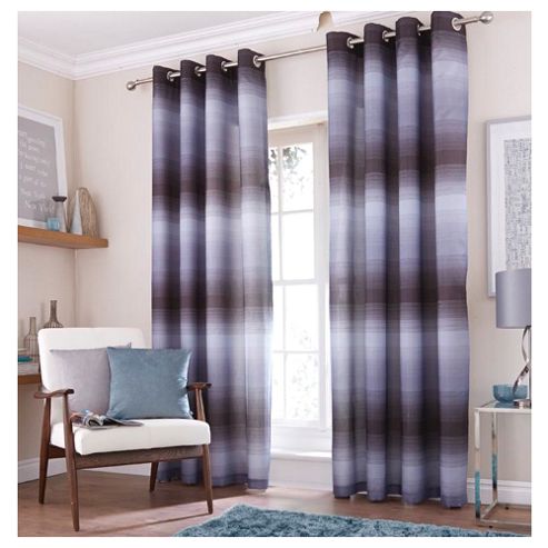 Image of Catherine Lansfield Home Graded Stripe Charcoal Curtains 66x72