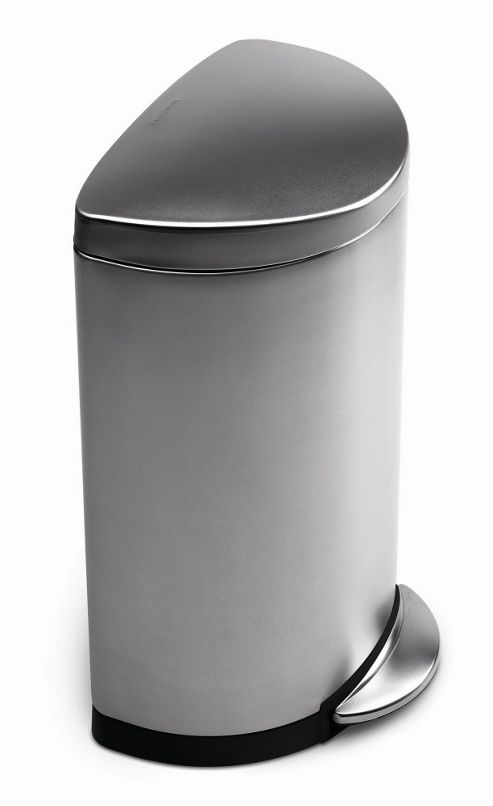 Image of Simplehuman 40 Litres Semi Round Pedal Bin In Brushed Stainless Steel