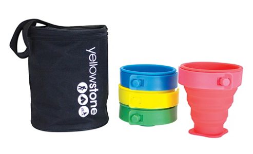 Image of Yellowstone 4 Folding Silicone Travel Mugs With Carry Pouch