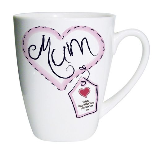 Image of Personalised Heart Stitch Mum Mothers Day Latte Mug