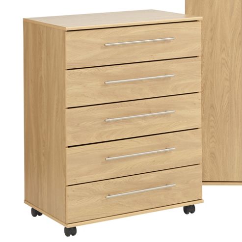 Image of Ideal Furniture New York Five Drawer Chest - Oak