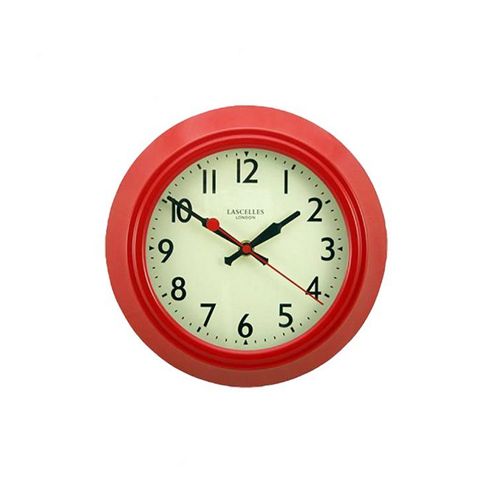 Image of Roger Lascelles Clocks Red Metal Wall Clock With Lascelles Dial