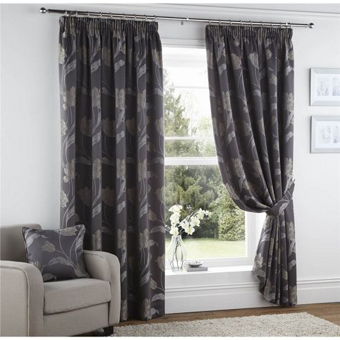 Image of Curtina Sissinghurst Slate 66x90 Lined Curtains