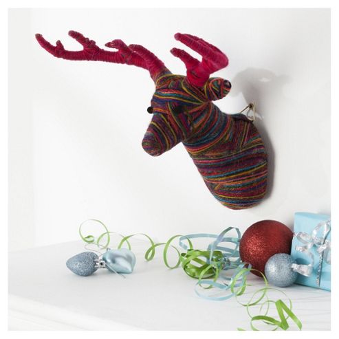 Image of Gisela Graham Multi Colour Wool Stags Head