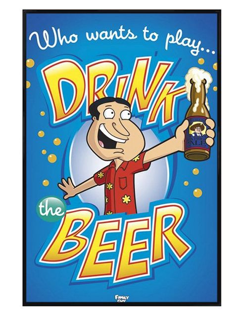 Image of Family Guy Gloss Black Framed Drink The Beer Poster