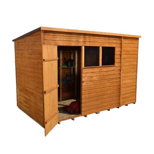 Overlap Pent Wooden Garden Shed + Single Door 10ft x 6ft (3.13m x 1