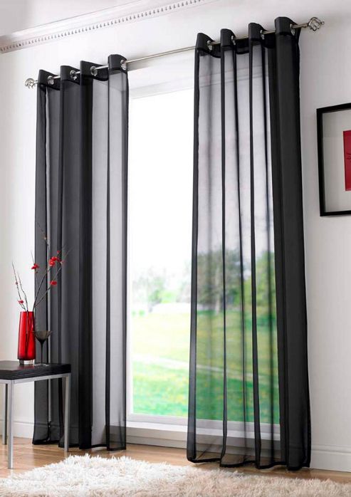 Image of Plain Ring Top Voile - Black