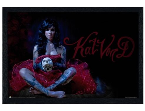 Image of La Ink Black Wooden Framed Kat Von D Poster