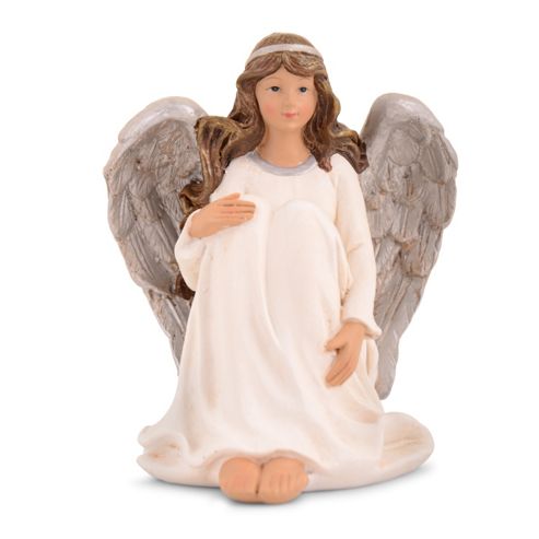 Image of Traditional Look Sitting Resin Christmas Angel Ornament