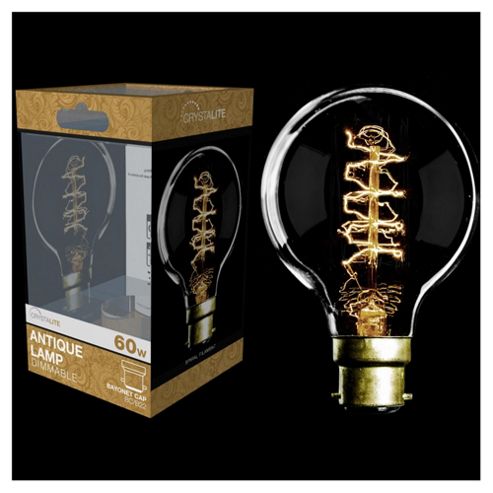 Image of 60w - Crystalite - Antique - G80 Globe - Bc - Clear - Spiral Filament - 1 Pk Acetate Box