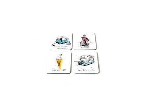 Image of Ecp Design Ltd Summer Holiday 10cm Holiday Coaster (set Of 4)