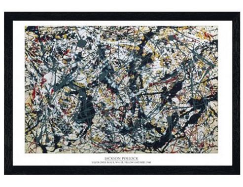 Image of Jackson P*****k Black Wooden Framed Silver On Black Poster